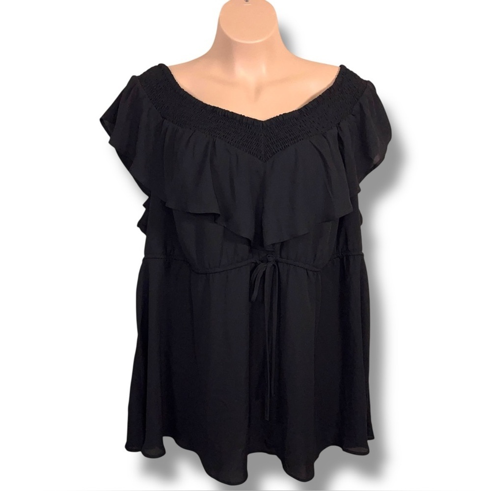 Size 30 Torrid 6 Black Dress Or Tunic Short Ruffle Goth Whimsigoth Boho Peasant